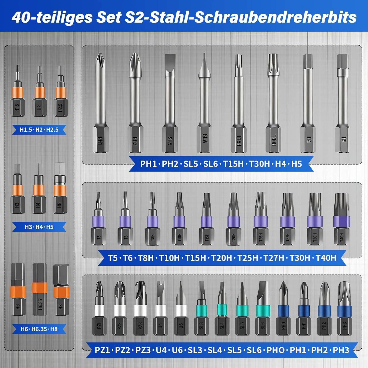 42-in-1 Magnetisches Schraubendreher-Set, Multi-Bit-Magnetschraubendreher-Set mit Abnehmbarem Ratschengriff, Griff Ratschen-Schraubendreher-Set mit 40 Bits, Präzisions-Reparatur-Werkzeug-Set – Bild 2