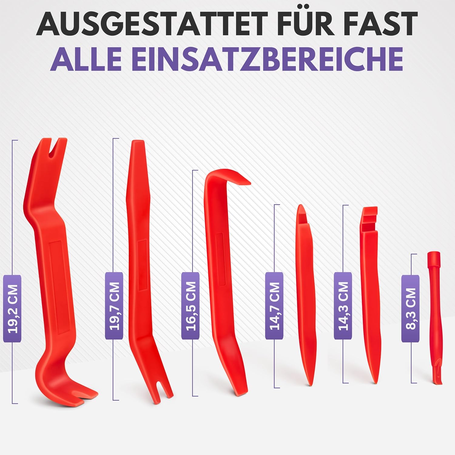 Filzada® 6er Set Hebelwerkzeug Auto (Extra Stark) - Demontage Werkzeug Auto - Kunststoffkeile Kfz - stabile Zierleistenkeile Auto - Plastikkeil - Kunststoff Hebelwerkzeug Auto – Bild 3