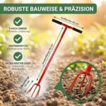 Erdkralle 96cm mit Zentrierspitze – 5-Zinken Gartenkralle & Bodenlüfter – Robuster Kultivator zur Bodenlockerung – Rückenschonende Handfräse mit gummiertem Griff – Ideal für Pflanzerde