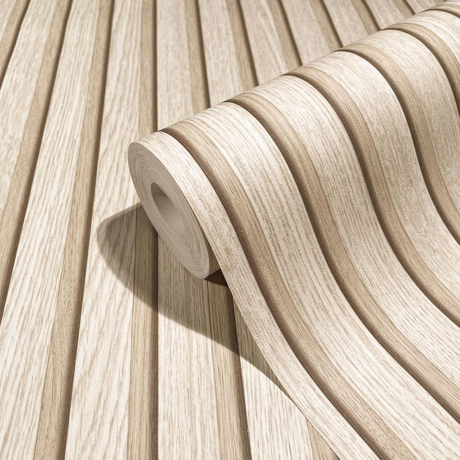 marburg Tapete Holzoptik Beige Akkustikpaneele 3D Effekt Vliestapete Wohnzimmer Schlafzimmer 10,05 x 0,53m Made in Germany – Bild 2