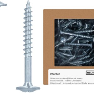 HELPMATE - Holzverbinderschrauben Tellerkopf 4,5x40 galvanisch verzinkt - 100 Stück Holzschrauben mit PZ2-Antrieb und Schneidkerbe - Zur Befestigung von Metallbeschlägen auf Holz