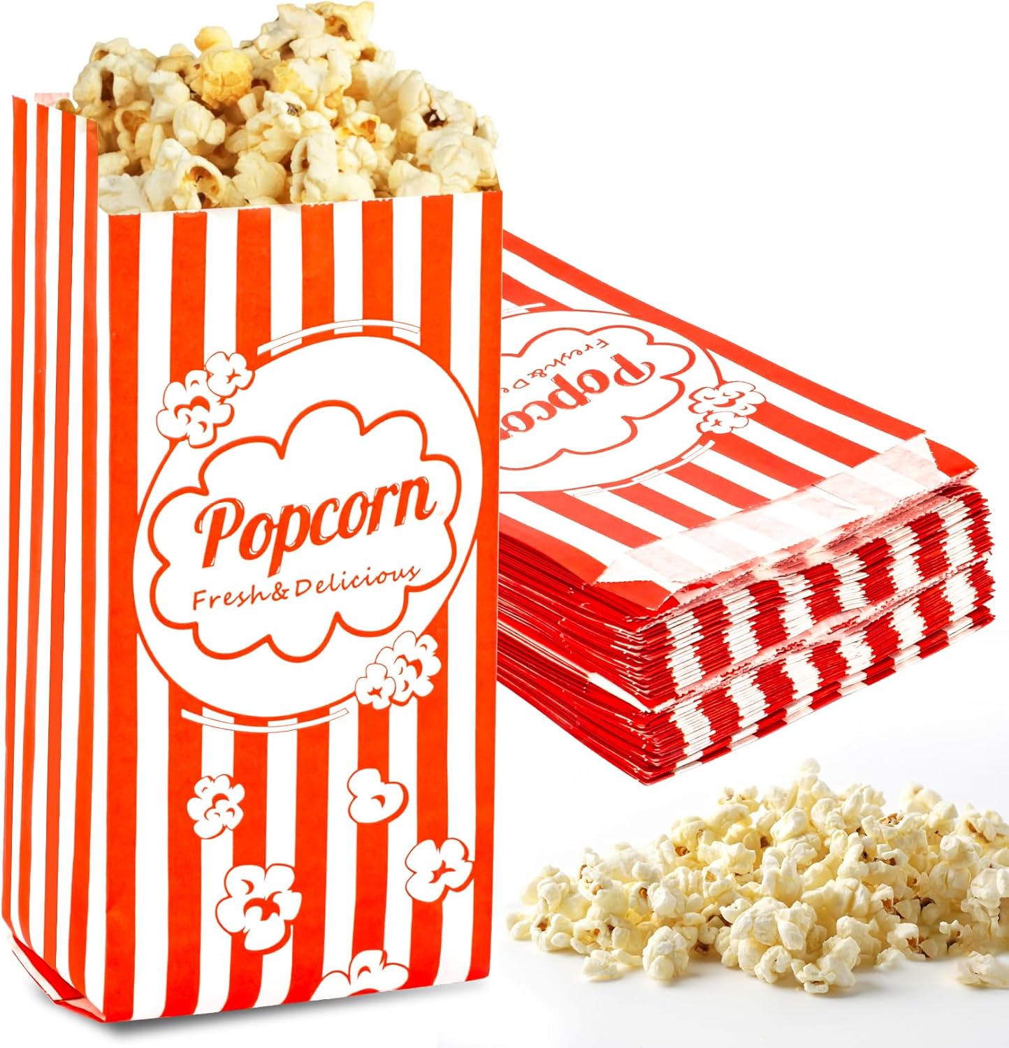 MAQIHAN Popcorn Tüten 100 stück - Popcorntüten Popcorn Klein 100 Stück Movie Night Filmabende Tüten Maschinen Papiertüten Zubehör Popcornmaschine Papier Behälter Snacktüten