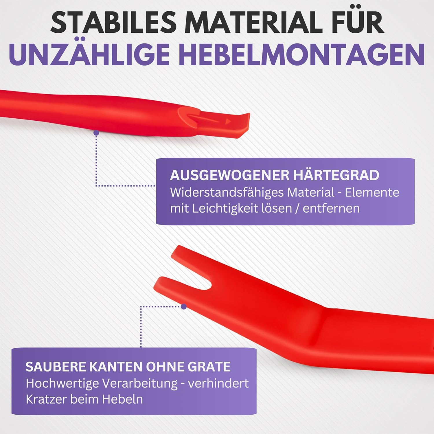 Filzada® 6er Set Hebelwerkzeug Auto (Extra Stark) - Demontage Werkzeug Auto - Kunststoffkeile Kfz - stabile Zierleistenkeile Auto - Plastikkeil - Kunststoff Hebelwerkzeug Auto – Bild 4