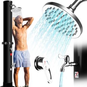 Solar Gartendusche 40Liter -Solardusche mit 360° Drehbarem Duschkopf und Fußhahn, Einstellbare Temperatur Aussendusche Solar dusche für Garten Pool Camping Hinterhof