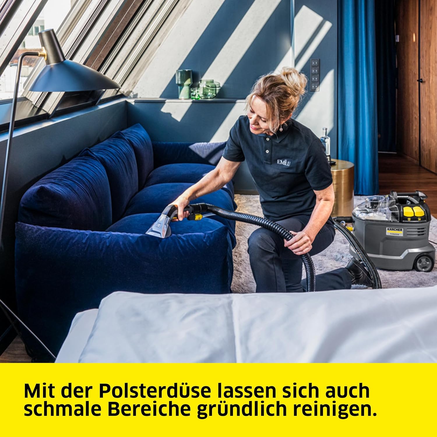 Kärcher Waschsauger Puzzi 8/1, leistungsstark, für die Reinigung von Polstern, Fleckentfernung auf textilen Flächen, inkl. ergonomischer, kurzer Polsterdüse, Schwarz – Bild 5