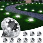 Solar Bodenleuchten 10 Stück, 8 LED Wasserdichte Solar Gartenleuchten für Außen Solarleuchten Solarlampen für Garten Patio Rase Outdoor Gehweg Beleuchtung Gartenbeleuchtung Kaltweiß
