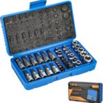 ​Junrvivy 34-tlg Innen Außen Steckschlüssel-Set Profi | Torx Nuss Set + Inbus Bits | E4-E20 Nuss | T10-T60 Torxsatz | Nüsse aus CrV-Stahl für Auto, Motorrad & Industrie​