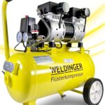 WELDINGER Flüsterkompressor FK 120 turbo pro 1500 W Luftabgabe 202 l/min ölfrei innenbeschichteter 24 l Tank Druckregler 5 Jahre Garantie