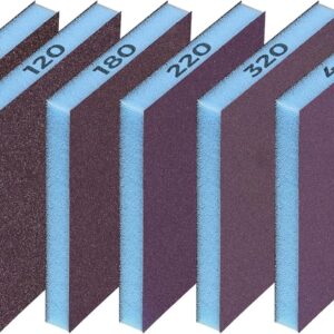 STEBRUAM 6 Stück Schleifschwamm Set,80/120/180/220/320/400 6 Verschiedene Schleifschwamm Schleifpads Sortiment für Holz Metall Wandschaum Trockenbau