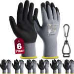 6Paar Arbeitshandschuhe herren - montagehandschuhe mit optimaler Griffigkeit & feinem Tastgefühl, ölresistent und atmungsaktiv, Industrie-Schutzhandschuhe für Mechanik und Werkstatt, GröÃŸ