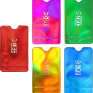 10 Stück RFID Blocker Kartenhülle, Kreditkartenhülle RFID Blockierende Hüllen RFID Kartenschutzhalter Identitätsdiebstahl Prävention für Frauen und Männer (5 Farben)