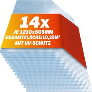 GARDEBRUK® 14x Doppelstegplatten 4mm Zuschneidbar 121x60,5cm Polycarbonat 10,3m² UV-beständig Klar Hohlkammerplatten Gewächshaus Platten Stegplatten