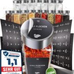 Gewürzgläser eckig Edelstahl | 24 Stk. à 120 ml – 10,5 x 4,5 cm | Gewürzstreuer Set für mehr Ordnung in deiner Küche | Gewürz Organizer Komplettset mit viel Zubehör