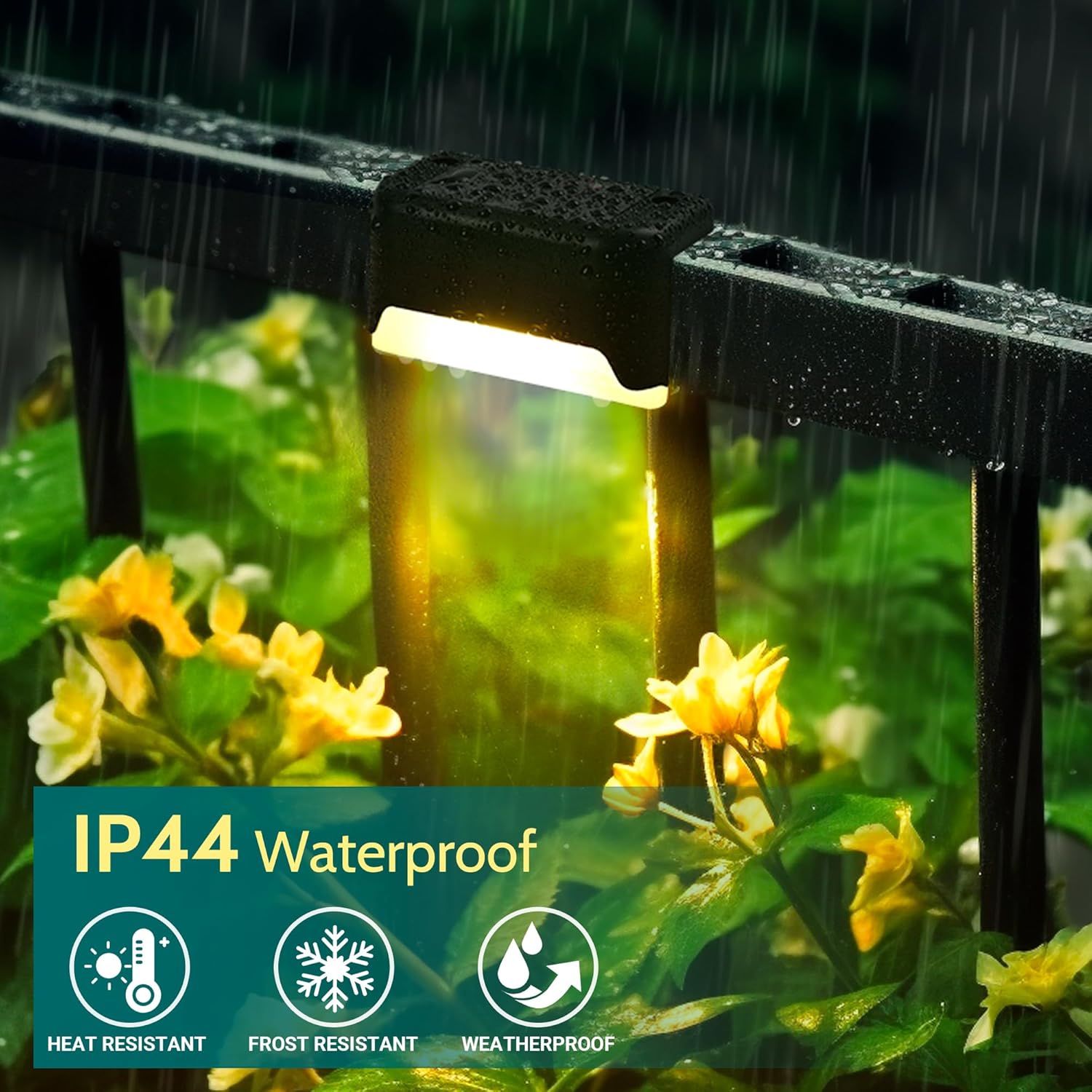 Solpex Solarleuchten für außen, 8 Stück Schwarz Solarleuchte Garten, Treppenlicht, wasserdicht, LED Beleuchtung für Außentreppe, Stufen, Zaun, Hof, Terrasse, Dachrinne, Weg, Dekoration, (Warmweiß) – Bild 2