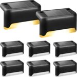 Solpex Solarleuchten für außen, 8 Stück Schwarz Solarleuchte Garten, Treppenlicht, wasserdicht, LED Beleuchtung für Außentreppe, Stufen, Zaun, Hof, Terrasse, Dachrinne, Weg, Dekoration, (Warmweiß)