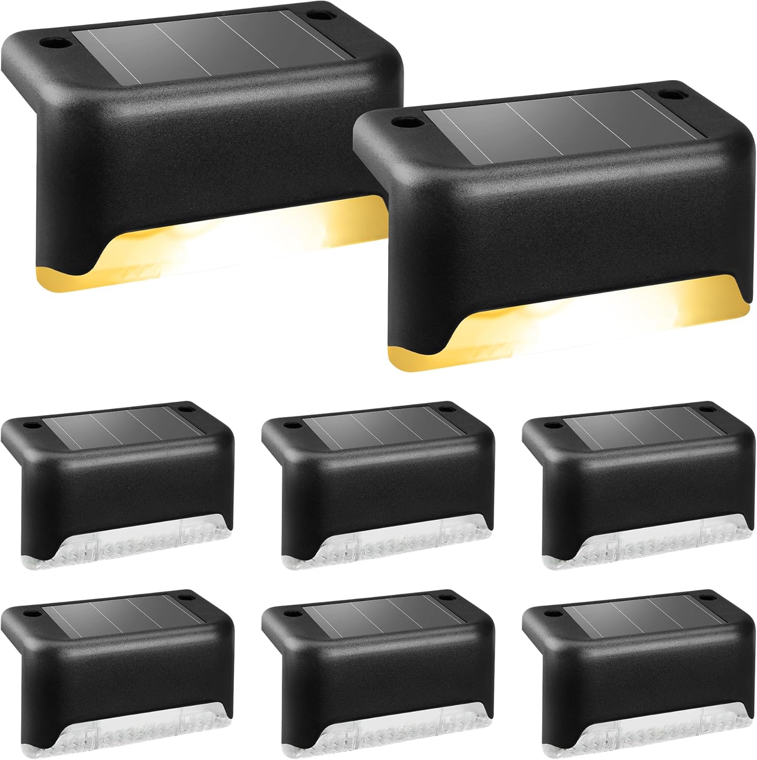 Solpex Solarleuchten für außen, 8 Stück Schwarz Solarleuchte Garten, Treppenlicht, wasserdicht, LED Beleuchtung für Außentreppe, Stufen, Zaun, Hof, Terrasse, Dachrinne, Weg, Dekoration, (Warmweiß)