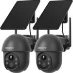 4MP Solar Überwachungskamera Aussen, 2,4/5GHz-WLAN, Aussenkamera Kabellos Akku, Alarm Bei Personenerkennung, Nachtsicht in Vollfarbe, Zwei-Wege-Audio, Wasserdicht, Grau (2Pcs)