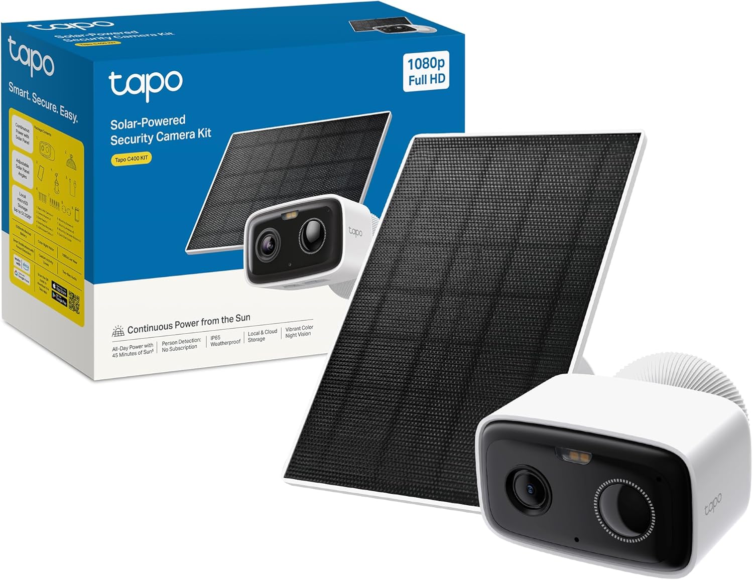 Tapo C400 KIT 1080p Solar Überwachungskamera für außen, Farbnachtsicht, WLAN 2,4 GHz, Zwei-Wege-Audio, Personenerkennung, lokale Speicherung über microSD-Karte oder H500-Homebase – Bild 4