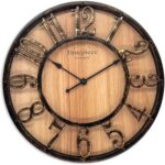 K&L Wall Art 30cm große Vintage Wanduhr industrielle Landhaus Wanduhren Holz-Metalloptik ohne Tickgeräusch lautlose Uhr