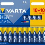 VARTA Batterien AA, 20er Pack (10+10), Longlife Power - Alkaline Mignon Batterien LR6 mit 1,5 V - Made in Germany - für energieintensive Geräte