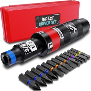 Handschlagschrauber 1/2 Zoll, 13-Tlg Schlagschraubendreher Set, Reparaturwerkzeug, Schraubenlöser Satz, Entfernen von Muttern und Rostigen Schrauben