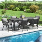 OUTLIV. Alex Gartenmöbelset 7-TLG. mit Gartentisch 220x100 cm, Moderne Sitzgruppe für Ihren Außenbereich