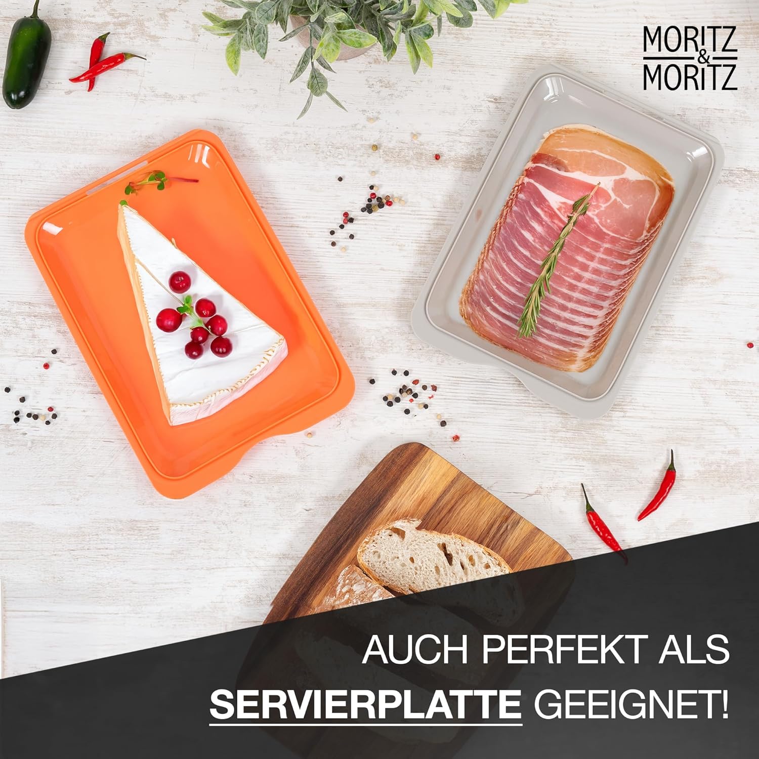 Moritz & Moritz 4er Set Aufschnittbox stapelbar – Frischhaltedosen mit Deckel zur Aufbewahrung von Wurst, Käse, uvm. – inkl. Tafelsticker zum Beschriften – Bild 5