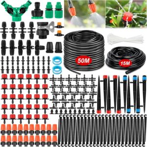 Garten BewässerungsSystem, 263Pcs Garten Bewässerung Kit, 50M+15M Bewässerungsrohre,Automatik Tröpfchenbewässerung Gartenbewässerung Misting Kühlsystem für Landschaft, Gewächshaus
