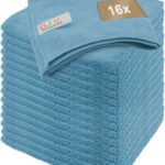 16x Mikrofaser Reinigungstücher Blau - Putztücher 32x32cm, Streifenfrei & Saugstark - Lappen für Haushalt, Gastronomie, Auto, Werkstatt - Putztücher - Microfasertücher