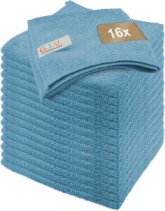 16x Mikrofaser Reinigungstücher Blau - Putztücher 32x32cm, Streifenfrei & Saugstark - Lappen für Haushalt, Gastronomie, Auto, Werkstatt - Putztücher - Microfasertücher