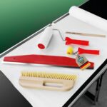 mako PROFI Tapezierset – Präzises Tapezierwerkzeug für Vliestapeten mit Kleisterroller, Tapetenstreicher, Abreißlineal, Nahtroller und Rührholz (5-teilig)