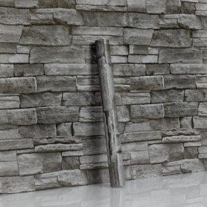 Hode Selbstklebende Tapete Steinoptik 44x600cm, Klebefolie Steinoptik Grau, Selbstklebende Folie Ziegel für Möbel Küche Schlafzimmer, Wandtapete Steintapete Backstein Wohnzimmer Wasserdicht