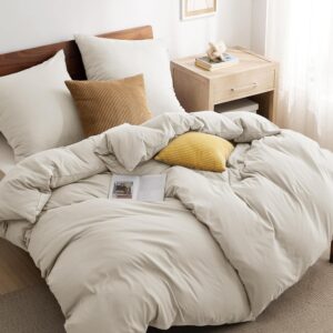 BEDSURE Bettwäsche 135x200 4teilig Beige - 2 Bettbezug 135 x 200 cm + 2 Kissenbezüge 80X80 cm, Oeko-TEX Bettwäsche-Sets für Kinder und Erwachsene, Bedding Polyester Mikrofaser mit Reißverschluss