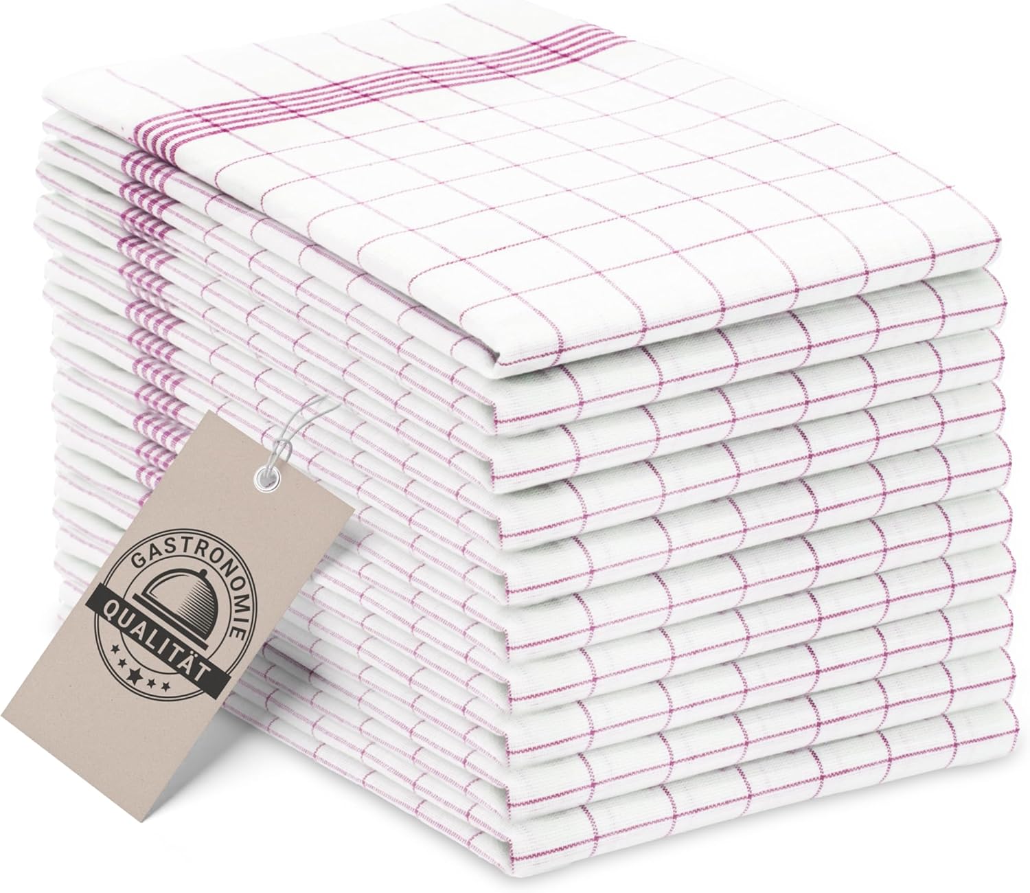 ZOLLNER 10er Set Geschirrtücher Baumwolle in 50x70 cm - super saugstarke und langlebige Küchentücher - waschbar bis 95°C – in rot weiß kariert - Gastronomiequalität - Oeko Tex® Zertifiziert