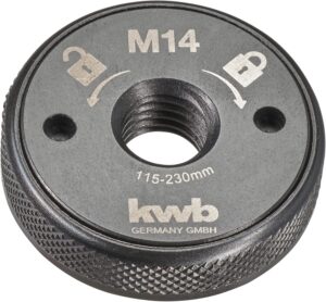 kwb Schnellspannmutter für Winkelschleifer M14, Schnellverschluss für Trennscheiben von 115-230 mm, werkzeugloser Wechsel ohne Schlüssel