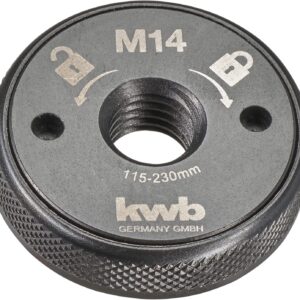 kwb Schnellspannmutter für Winkelschleifer M14, Schnellverschluss für Trennscheiben von 115-230 mm, werkzeugloser Wechsel ohne Schlüssel