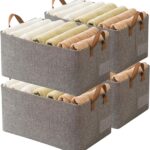 AARAINBOW Stoff Körbe Aufbewahrung für Kleiderschrank, Faltbare Aufbewahrungsbox für Schrank, Stapelbar Kleidung Korb 4 Stück Oxford Boxen Aufbewahrung, 40x27x21cm (4 Grau)