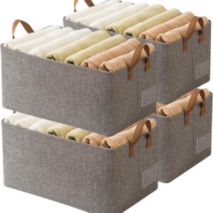 AARAINBOW Stoff Körbe Aufbewahrung für Kleiderschrank, Faltbare Aufbewahrungsbox für Schrank, Stapelbar Kleidung Korb 4 Stück Oxford Boxen Aufbewahrung, 40x27x21cm (4 Grau)