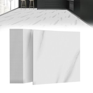 54 Stück 5,02 m² PVC Bodenbelag Vinylboden Selbstklebend Fliesen Vinyl Klebefliesen Bodenfliesen Fliesenaufkleber Rutschfest Wasserfest für Wohnzimmer Küche Badezimmer - Grauer Marmor