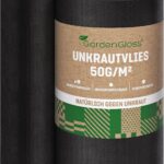 GardenGloss® 50m2 Unkrautvlies Gartenvlies gegen Unkraut – Unkrautfolie Wasserdurchlässig – Reißfestes Unkrautflies 50g/m2 – Hohe UV-Stabilisierung (50m x 1m, 1 Rolle)