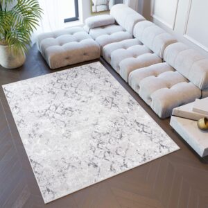 TAPISO Sky Teppich Kurzflor Modern Grau Creme Karo Geometrisch Gitter Design Meliert Wohnzimmer Schlafzimmer 3D Optik ÖKOTEX 160 x 220 cm