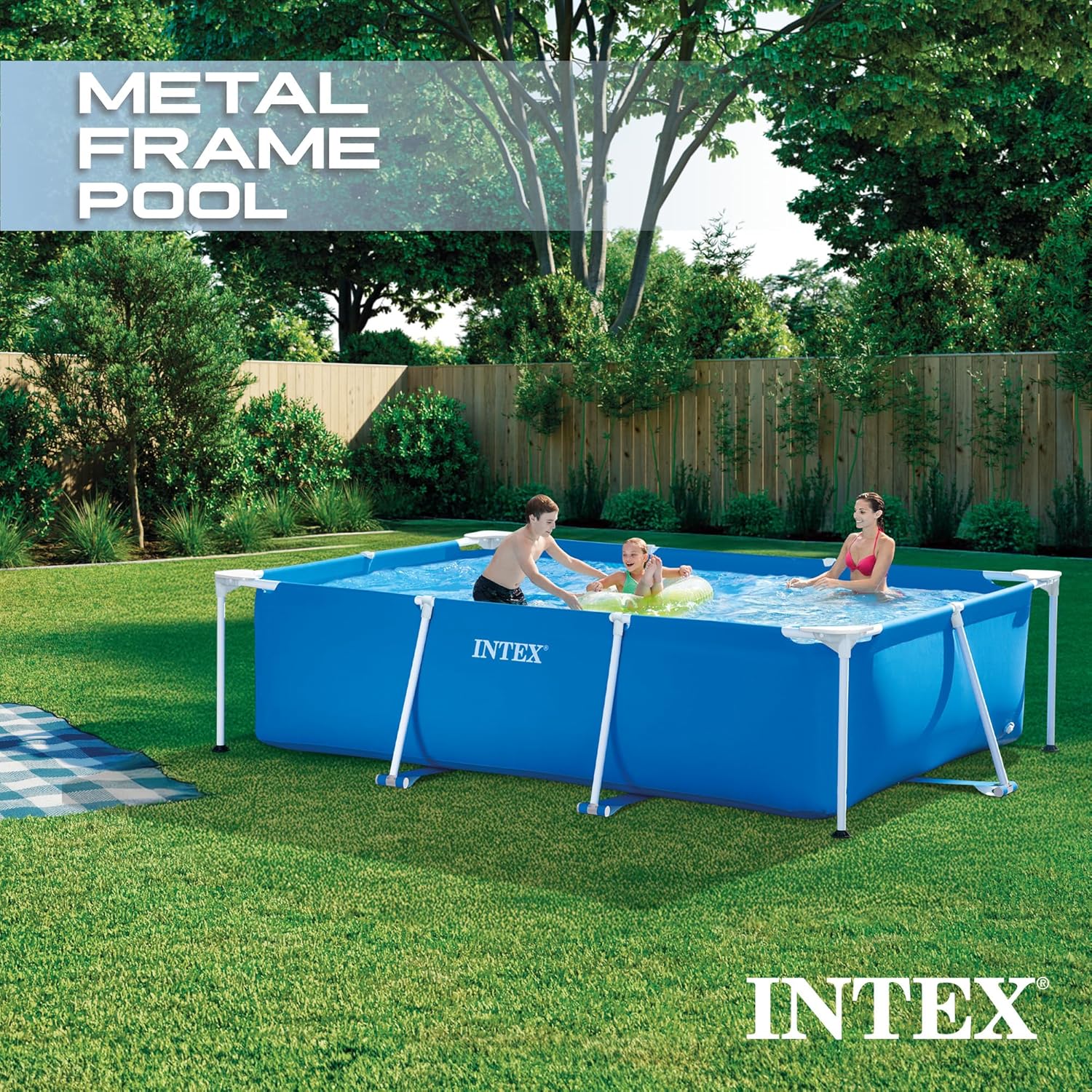 Intex Rectangular Frame Pool, Blau, 300 x 200 x 75 cm – Bild 3