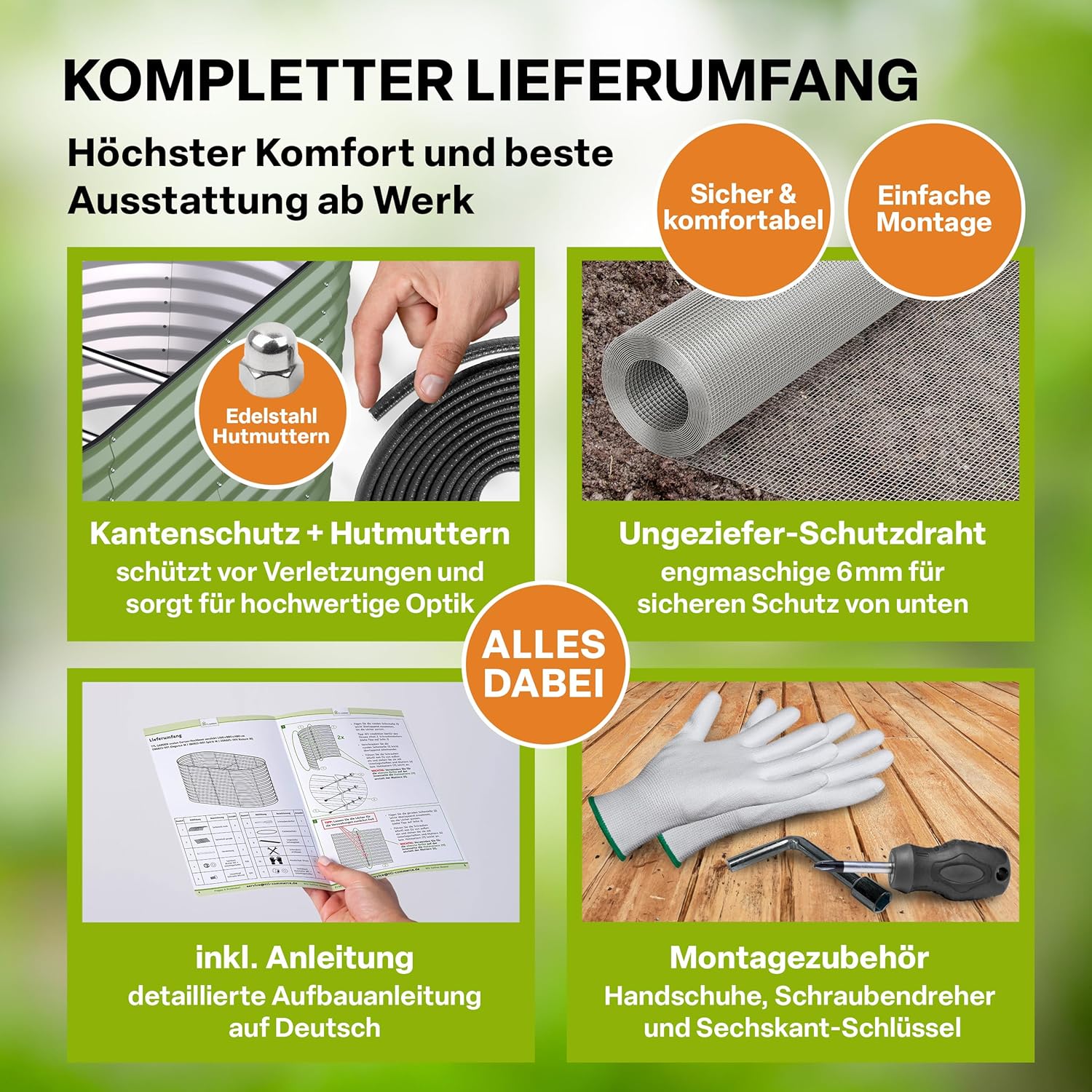 TTL GARDEN 160x80x80cm Nature M Metall Hochbeet Salbei-Grün - Stahl rostfrei verzinkt & lackiert Wellblech oval 80cm hoch sehr stabil Garten Beet für Gemüse Kräuter Blumen Gartenbeet Gemüsebeet – Bild 4