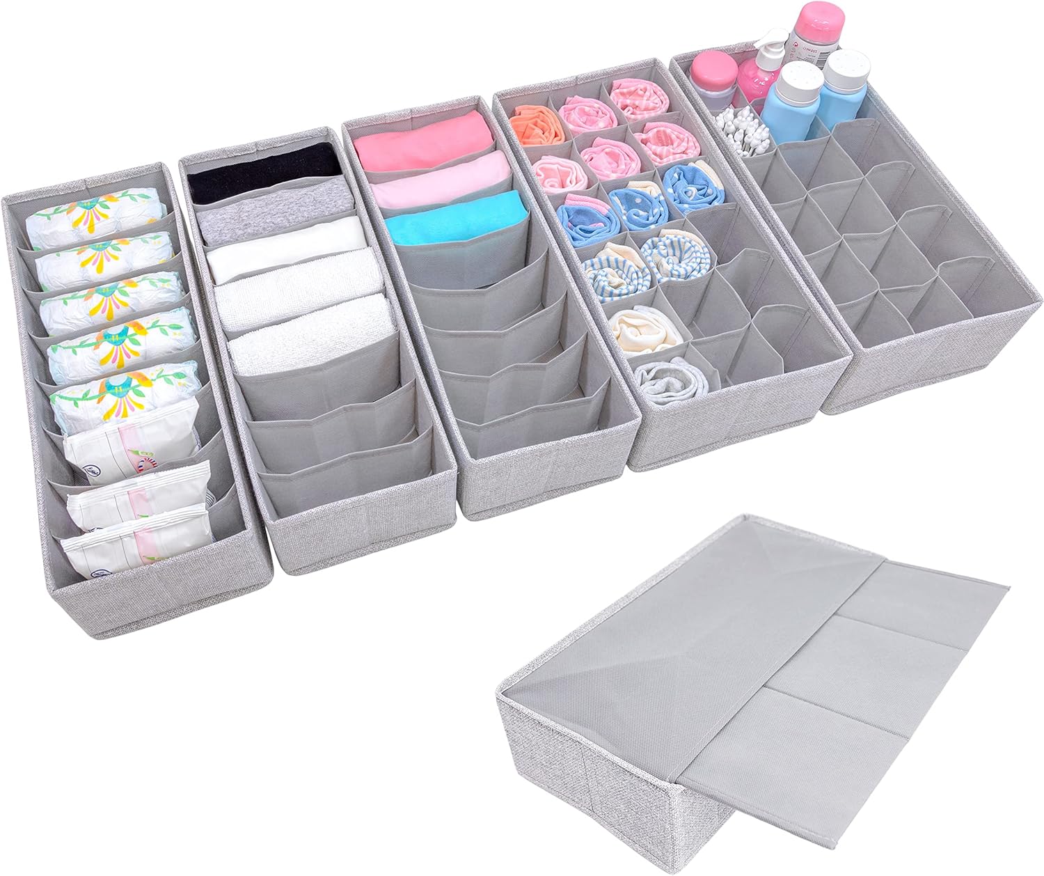 SIMPLE JOY® HEMNES Organizer, Schadstoffgeprüft, DAS ORIGINAL; Stabiler Boden; Schubladen Ordnungssystem für Wickelbedarf, Kinderkleidung, Socken, Unterwäsche; 5er Set, passgenau für ikea Kommode