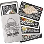 Grillrezepte auf 30 Karten: Grillen Geschenk mit Abbildungen und Erklärungen in Metalldose, Kartenspiel statt Grillen Buch, für Anfänger und Fortgeschrittene (Metalldose)