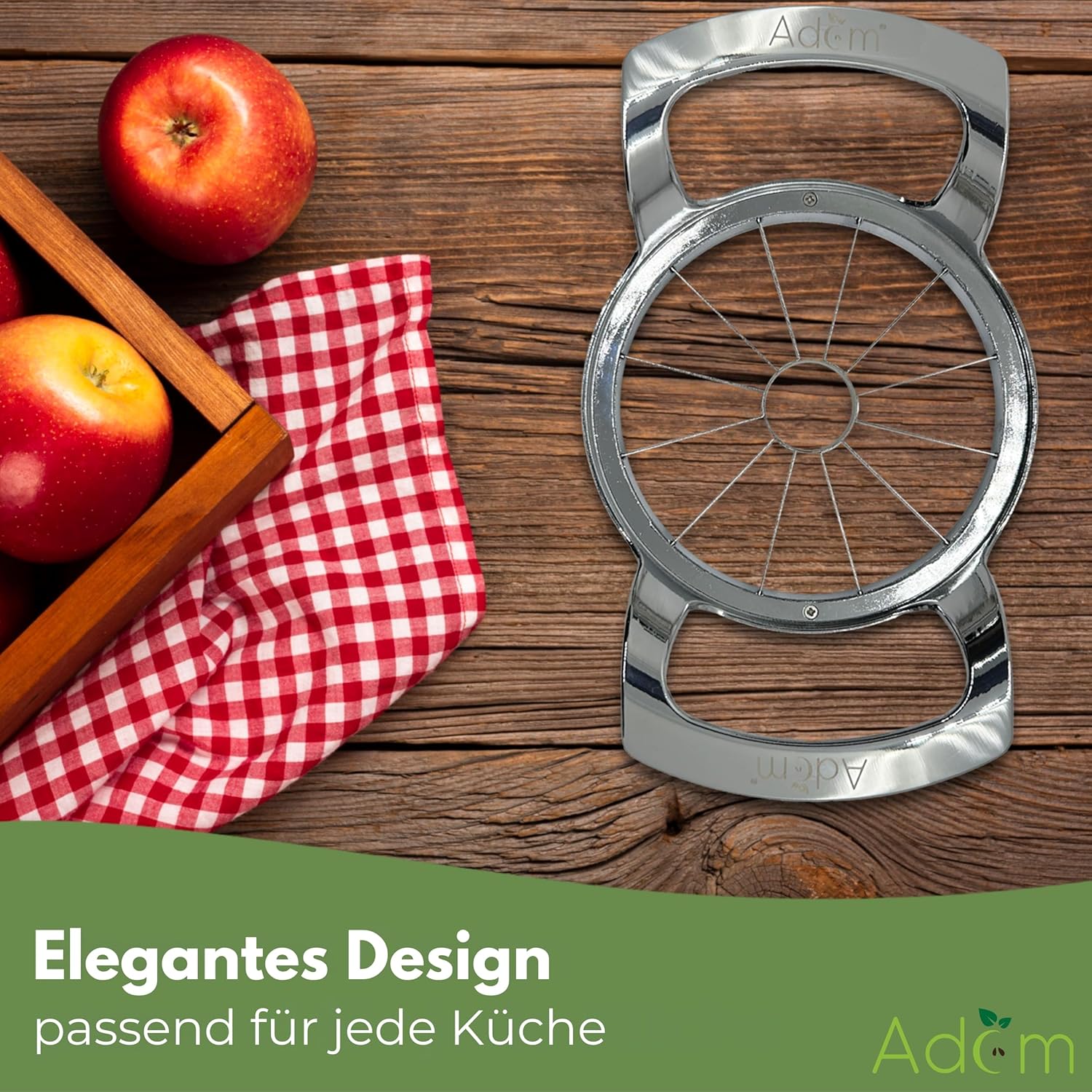 Adam Profi Edelstahl Apfelteiler, Küchenwerkzeug für Obstzubereitung, 12-teiliges Schnittmuster, langlebig, vielseitig und einfach zu reinigen (Apfelschneider) – Bild 4