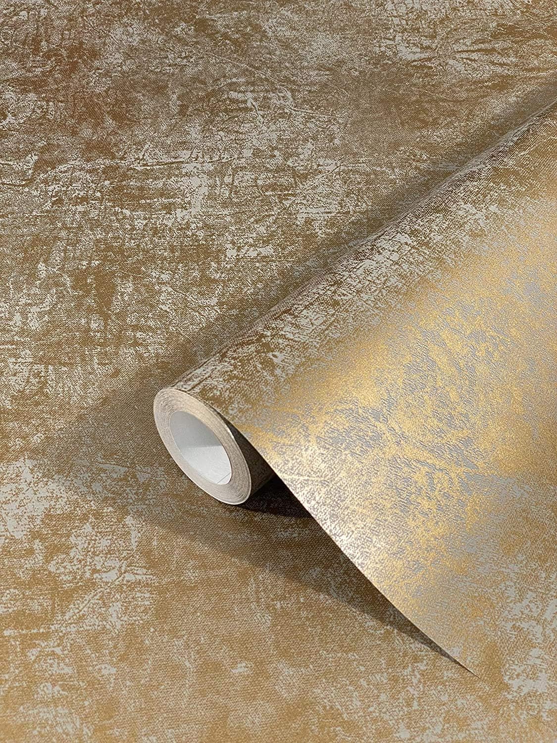 marburg Tapete Gold Uni Modern Edel Vliestapete Metallic Industrial für Schlafzimmer Wohnzimmer oder Küche 10.05m x 0.53m Made in Germany