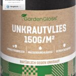 GardenGloss 50m2 Unkrautvlies Gartenvlies 150g/m2 Extra Stark Gegen Unkraut – Extrem Reissfest und Hohe UV-Stabilisierung – Unkrautfolie Wasserdurchlässig (50m x 1m, 1 Rolle)