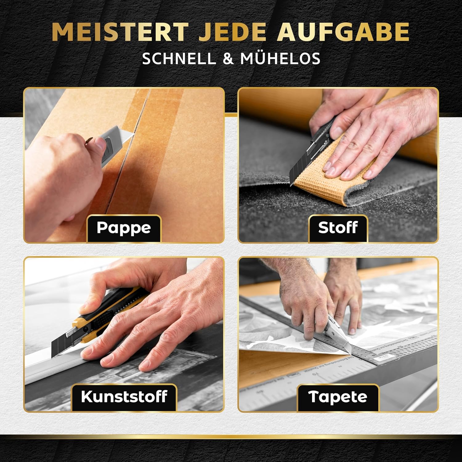 60x Profi Cuttermesser Klingen 18mm - Ersatzklingen Cuttermesser aus hochwertigem Carbonstahl - Klingen Cutter Messer - Gehärtet & ultra scharf - Abbrechklingen für Cutter Messer Schwarz – Bild 3