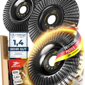 Holz Schleifscheibe 125mm Set Winkelschleifer [EXTRA SCHARF] Flexscheibe für Holz - Wurzelfräse - Lackfräse - Baumstumpffräse - Raspelscheibe - Schleifen mit einer Flex Schleifscheibe